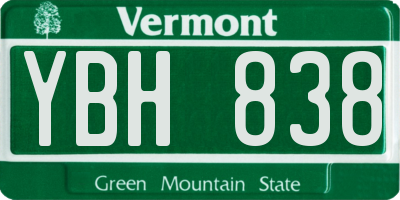 VT license plate YBH838