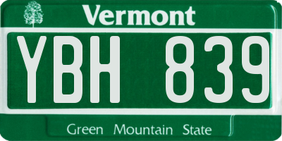 VT license plate YBH839