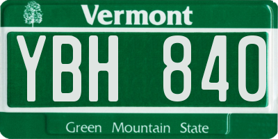 VT license plate YBH840