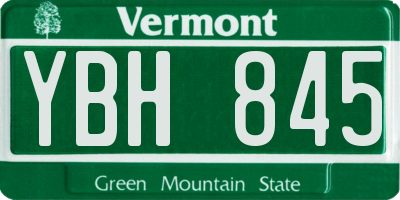 VT license plate YBH845