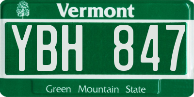 VT license plate YBH847