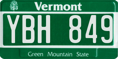 VT license plate YBH849