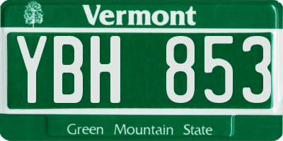 VT license plate YBH853