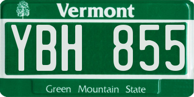 VT license plate YBH855