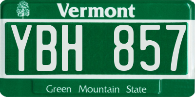 VT license plate YBH857