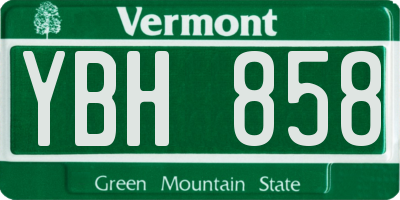 VT license plate YBH858