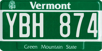 VT license plate YBH874