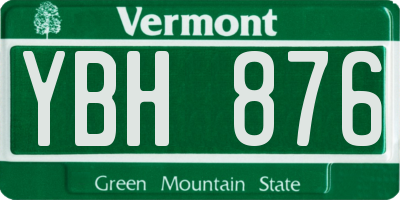 VT license plate YBH876
