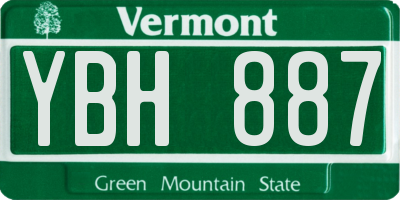 VT license plate YBH887