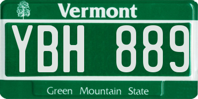 VT license plate YBH889