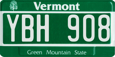 VT license plate YBH908