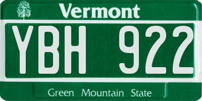 VT license plate YBH922