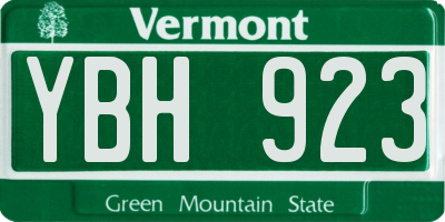 VT license plate YBH923