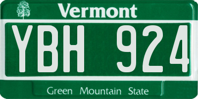 VT license plate YBH924