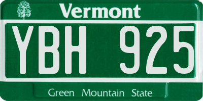 VT license plate YBH925