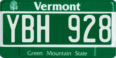 VT license plate YBH928