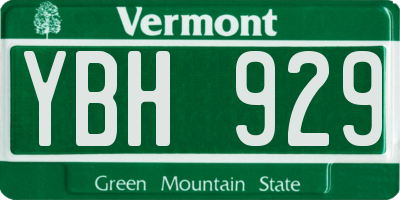 VT license plate YBH929