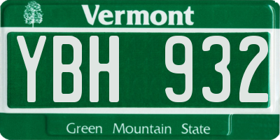 VT license plate YBH932
