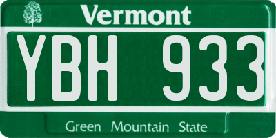 VT license plate YBH933