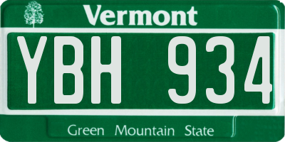 VT license plate YBH934
