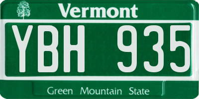 VT license plate YBH935
