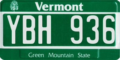 VT license plate YBH936