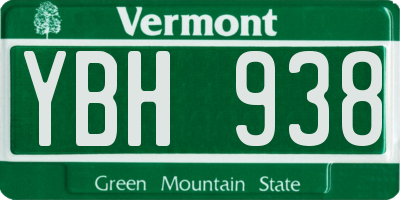 VT license plate YBH938