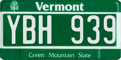 VT license plate YBH939