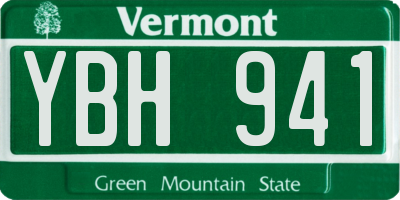 VT license plate YBH941