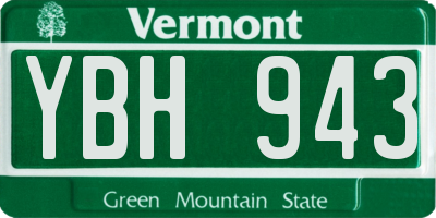 VT license plate YBH943