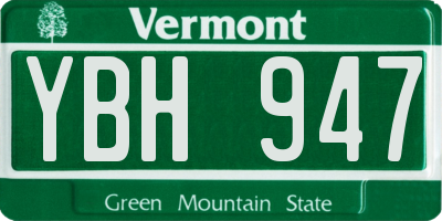 VT license plate YBH947