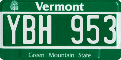 VT license plate YBH953