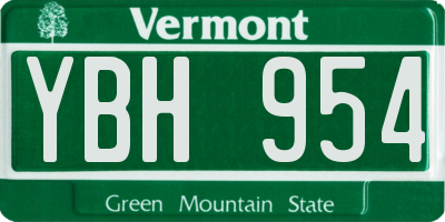 VT license plate YBH954