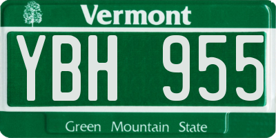 VT license plate YBH955
