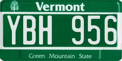 VT license plate YBH956