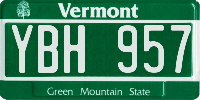 VT license plate YBH957