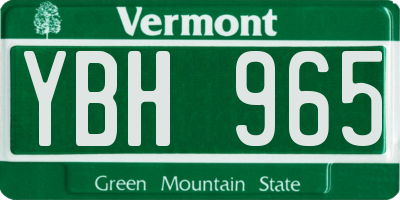 VT license plate YBH965