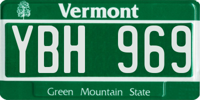 VT license plate YBH969