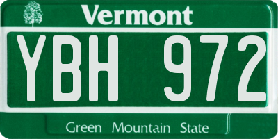 VT license plate YBH972