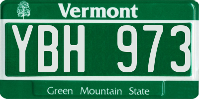 VT license plate YBH973