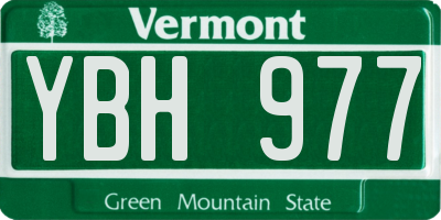 VT license plate YBH977
