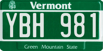 VT license plate YBH981