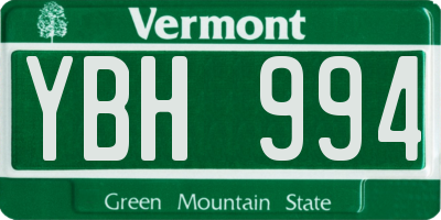VT license plate YBH994
