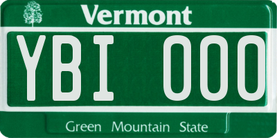 VT license plate YBI000