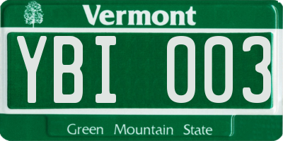 VT license plate YBI003