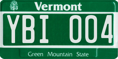 VT license plate YBI004