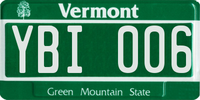 VT license plate YBI006