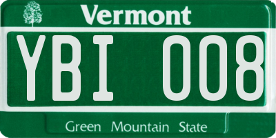 VT license plate YBI008
