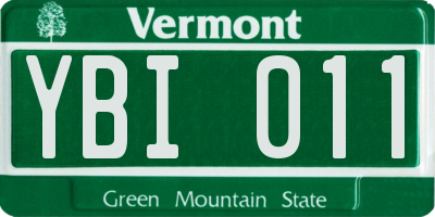VT license plate YBI011