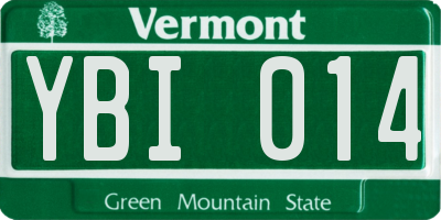 VT license plate YBI014